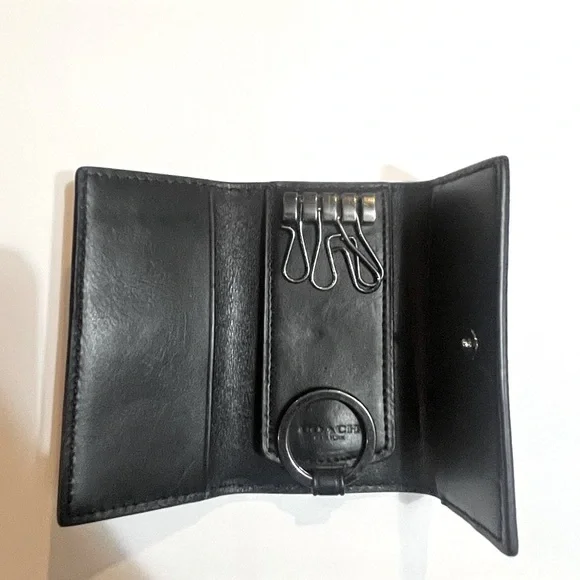 Coach Four Ring Key holder with card case in Signature canvas Black/Gray - Picture 6 of 6